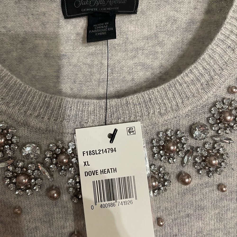 Saks Fifth Avenue Women's Gray Embellished Sweater